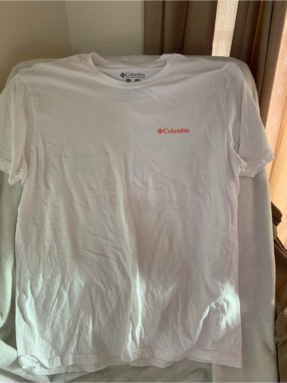 Columbia White Short-Sleeve Tee with Orange Logo
